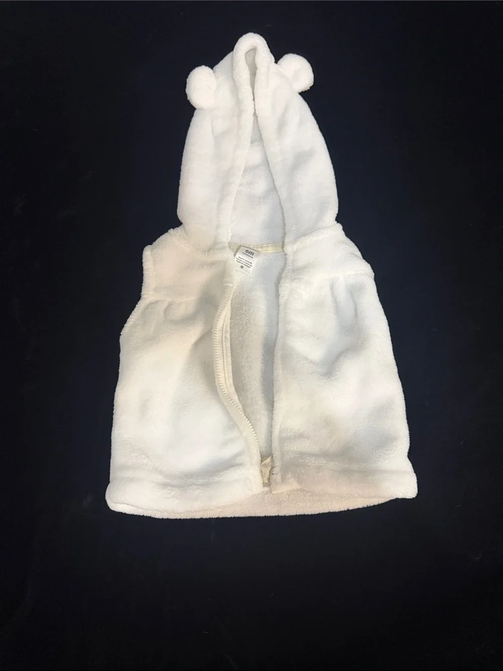 Carter's Plush White Hooded Baby Vest with Bear Ears